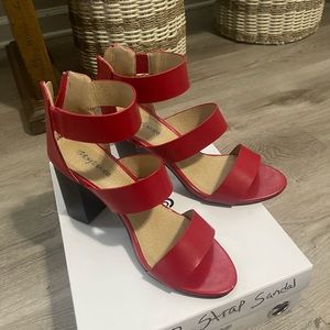 Red 3 strap sandals size 8.5
